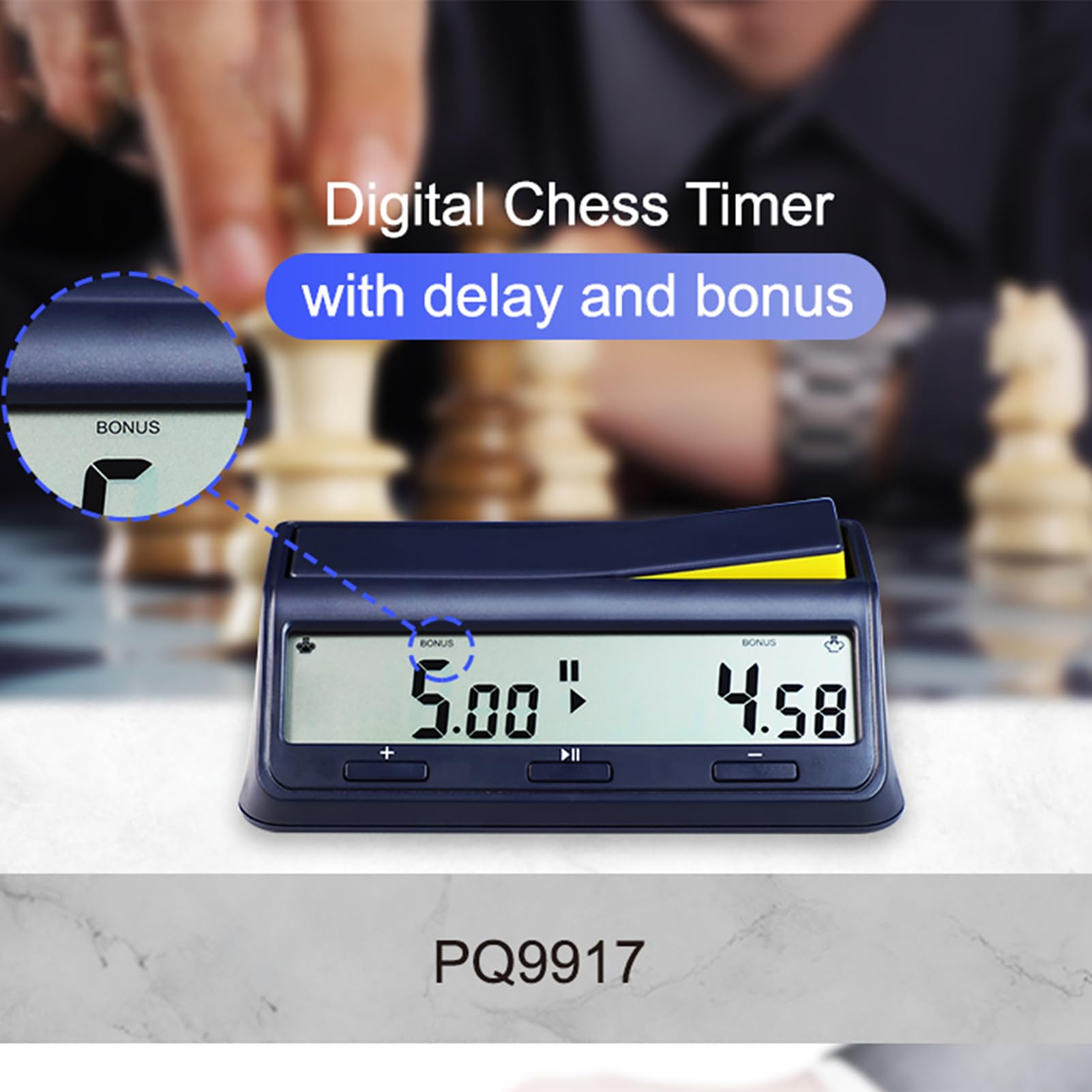 Schachuhr, digitaler Schach-Timer, Spiel-Timer mit Bonusverzögerung und Alarmfunktion, tragbarer Multifunktions-Schachuhr-Timer für Brettspielspieler