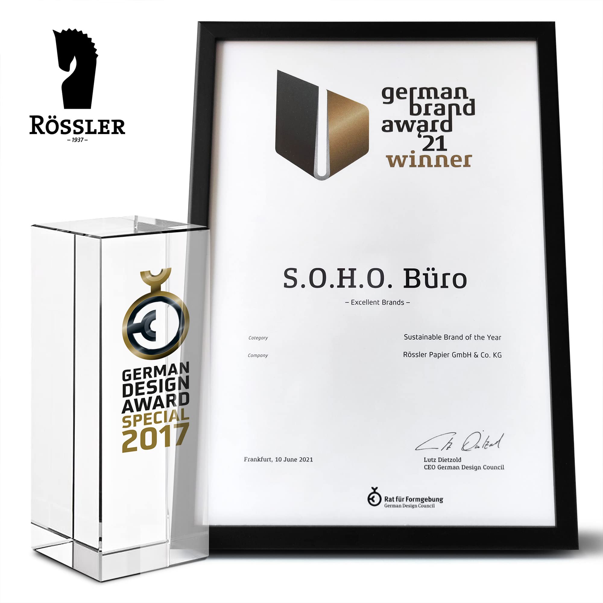 Rössler SOHO 3er Schubladenbox A4 aus Papier | Büro Organizer Schreibtisch| Schubladen Organizer Büro Zubehör & Bürobedarf | Schreibtisch Organizer Box | 34 x 25 x 19 cm | 1 Stück | Farbe: Taupe | Schreibtisch Organizer für Dokumente, Unterlagen, Bürozube