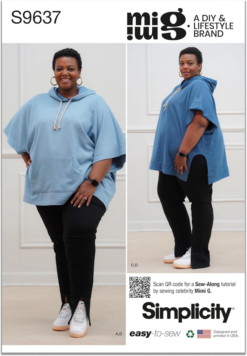 Simplicity Women's Hoodies and Leggings Sewing Pattern Kit by Mimi G Style, Code S9637, Sizes 20W-22W-24W-26W-28W, Multicolor