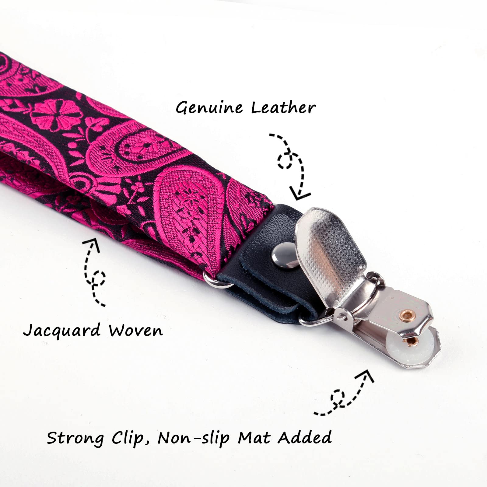 Alizeal Jungen verstellbare Fliege mit floralem Paisley-Muster und Y-förmige Hosenträger mit 3 Clips