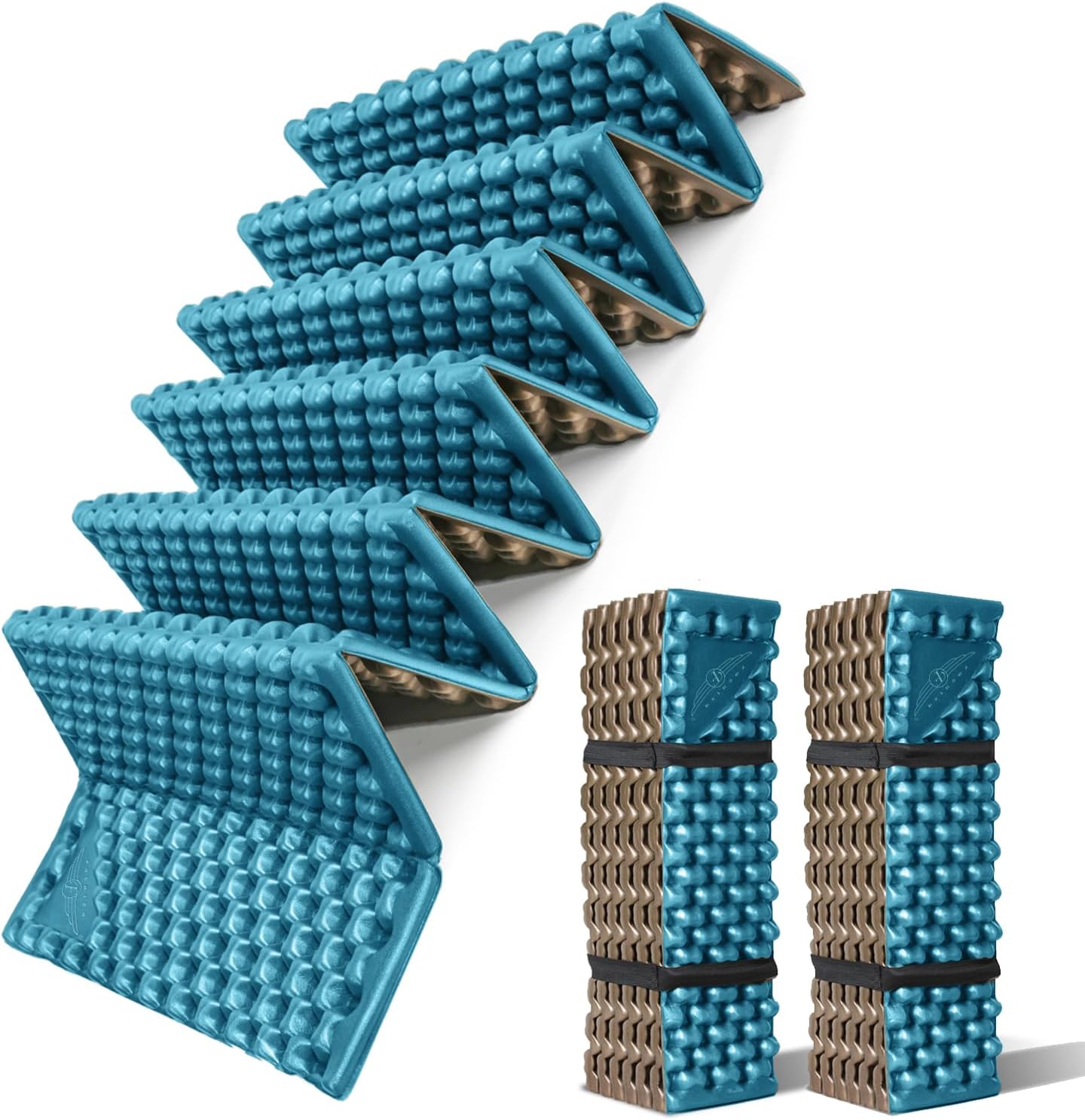 Foam Camping Pads for Hiking, Ultralight Closed Cell Mattress, Waterproof Soft Mat for Adults, Wide Picnic Yoga Mats, Folding Sleeping Pad for Outdoor Backpacking Blue-2Pack