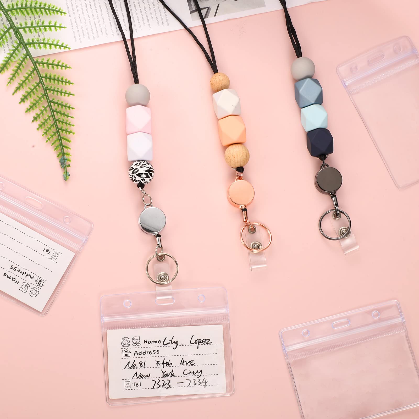 Soumake Id Badge Beaded Lanyard Adjustable Length Lightweight Non Rusting Reusable Silicone Beaded Breakaway Lanyard With Keychain - Foto 10