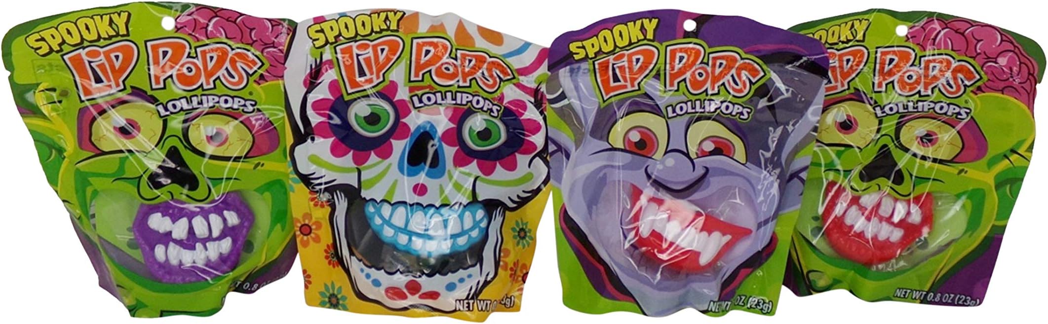 Halloween Spooky Lips Fruit Flavored Lollipops, Pack of 4