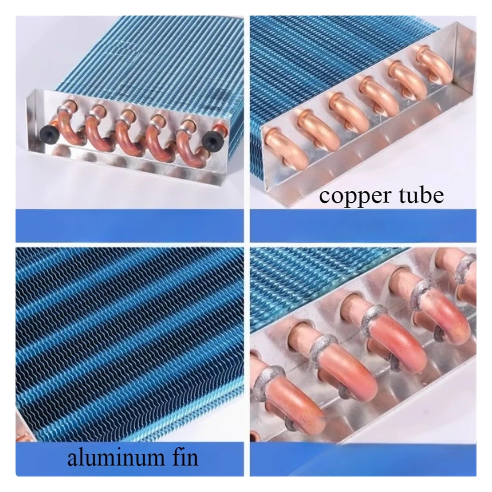 Condenseur d'évaporateur à ailettes en aluminium en tube de cuivre