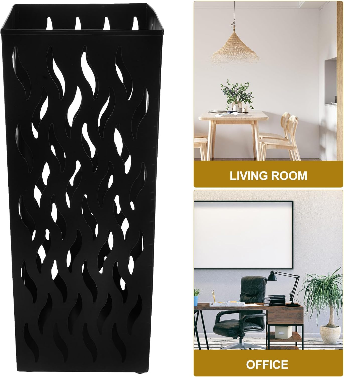 Freestanding Metal Umbrella Stand Rack Flower Bucket Entryway Umbrella Holder Organizer and Walking Sticks Black S-Size Multifunctional Storage Bin for Home and Office