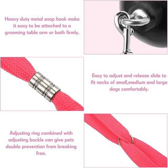 Frienda 4 Pcs Dog Bathing Tether with Suction Cup Cat Restraint for Bathing Dog Grooming Tub Restraint Loops Adjustable Cat Fixed Safety Rope for Pet Shower Grooming Helper(Blue Black Pink)