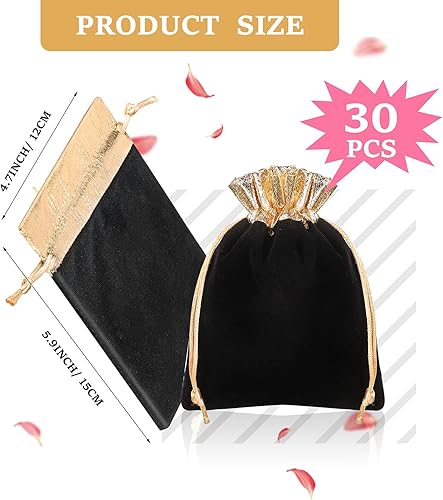 Miniatura 2 de Frienda 30 bolsas de regalo de terciopelo con cordones de 6 x 5 pulgadas, bolsas de joyería con cordón para dulces, bolsitas para recuerdos, bolsa