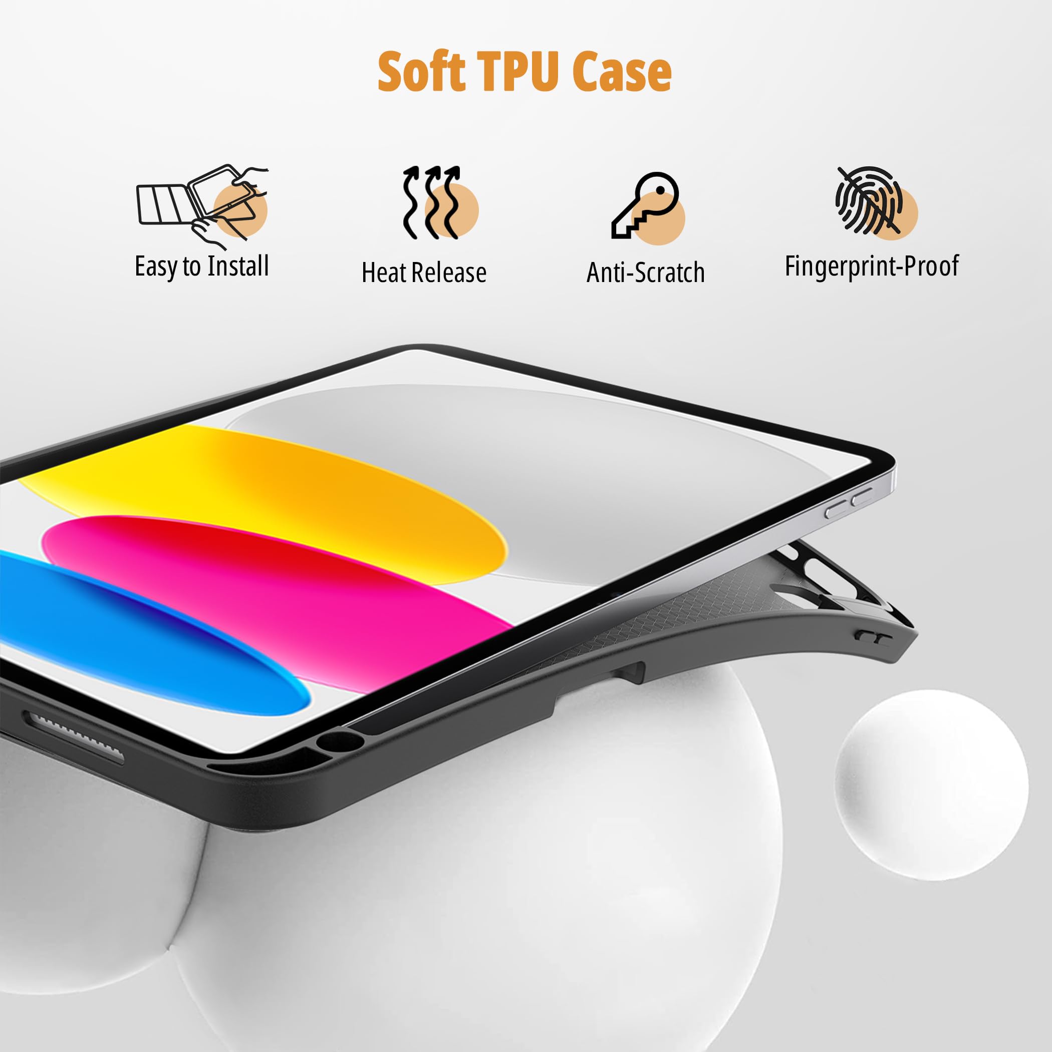 CACOE Custodia Cover Compatibile con iPad 11a Generazione 11" (2025) / iPad 10a Generazione 10.9" (2022), Ultra Sottile Retro Cover con Portapenne, Nero