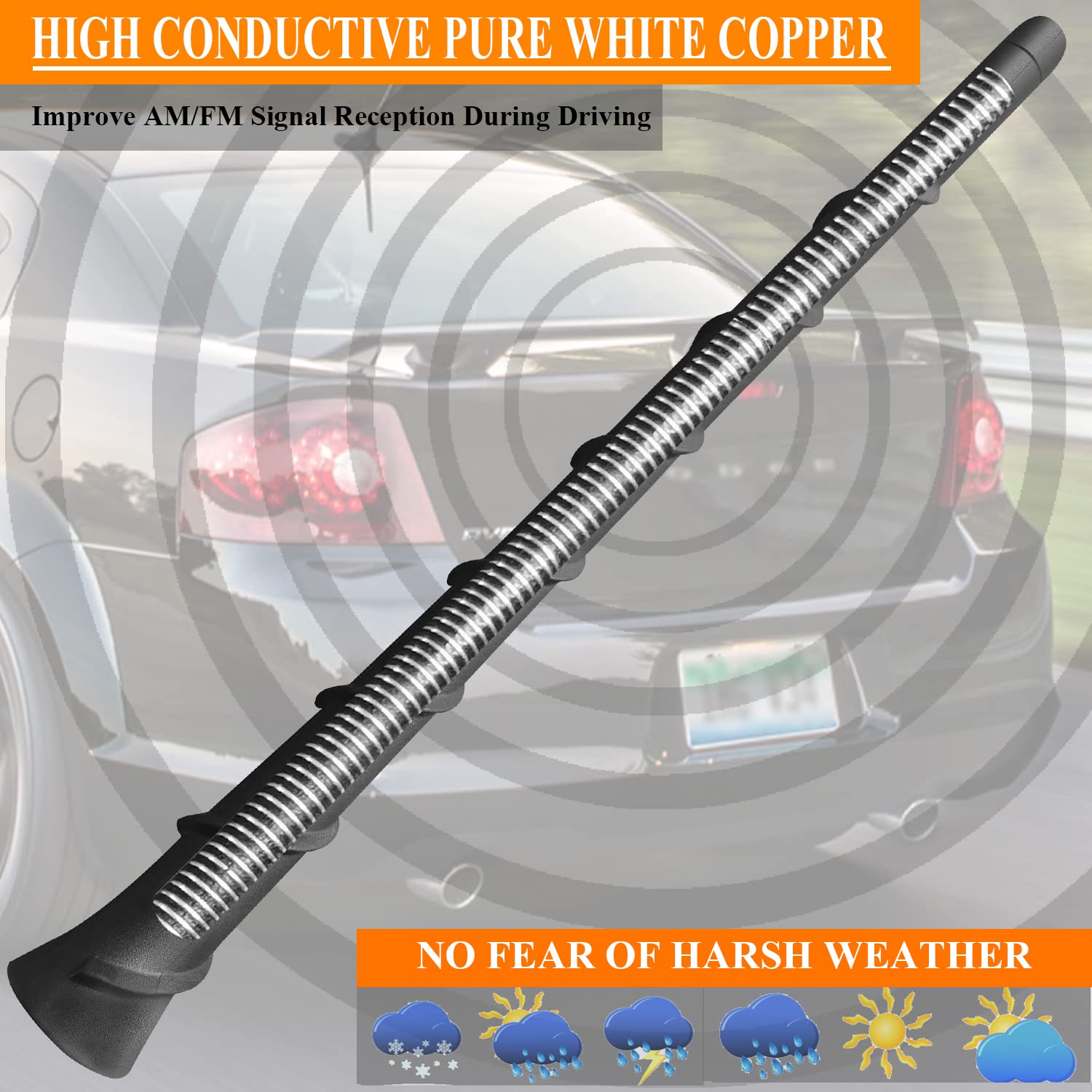 Jeep Cherokee 7 Inch Antenna Replacement For Dodge Dakota (1998-2010), Dodge Dakota Antenna, Flexible Rubber Antenna Mast 2015 Dodge Dart Antenna Replacement
