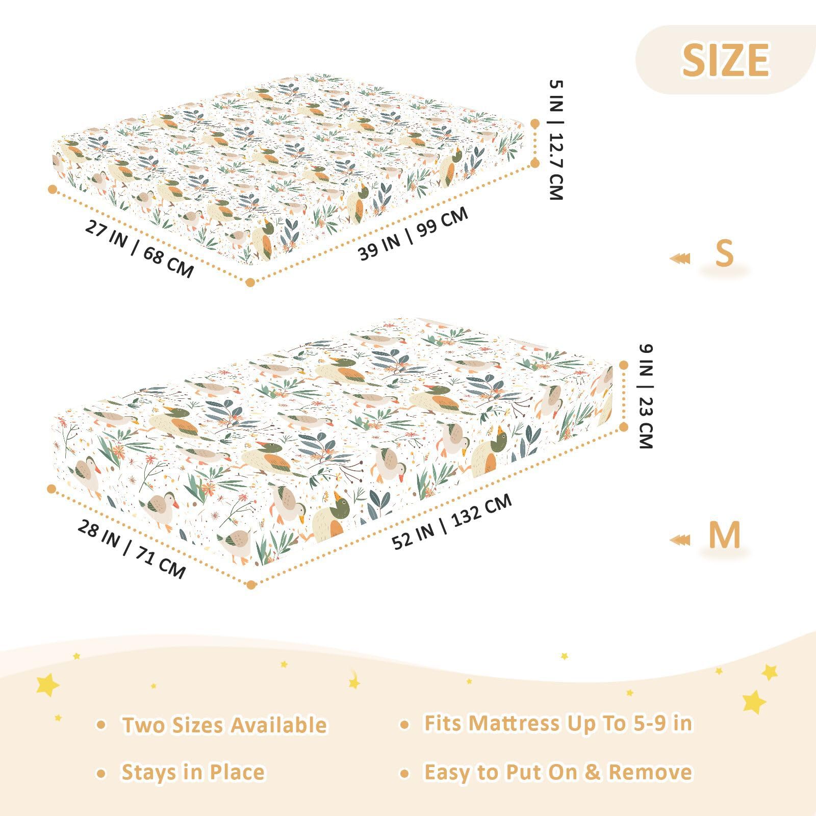 Juego de sábanas para cuna de bebé, color crema juguetón y flores, juego de sábanas de algodón para cuna de bebé, cómodas y transpirables para guardería, 1 paquete de juego de sabanas para bebé