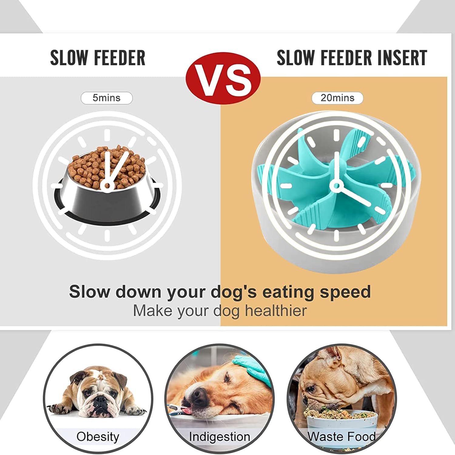 [Upgrade] Dog Slow Feeder Bowl, Cuttable Spiral Slow Feeder Insert with