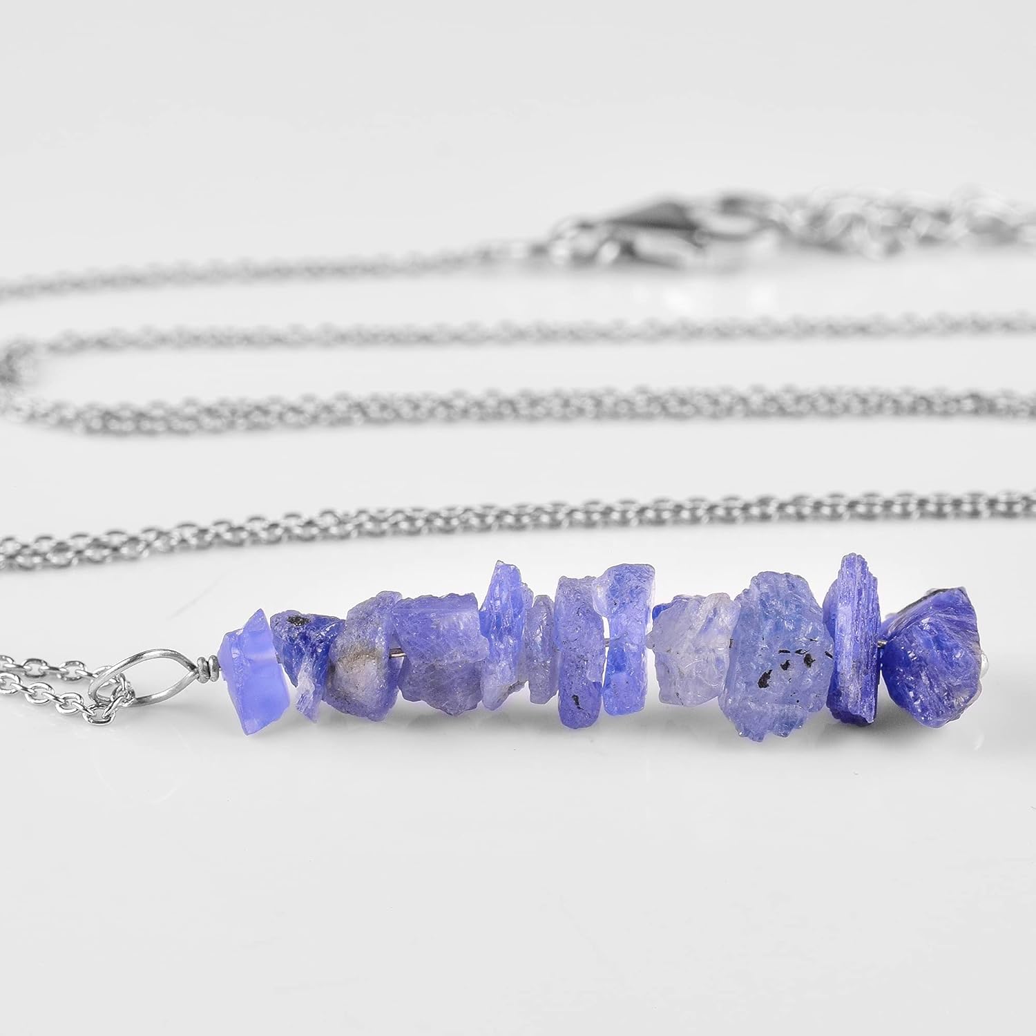 Natural Raw Blue Sapphire Stone Rough Crystal Gemstone Dainty Women Pendant Necklace, Chakra Healing Crystals, Birthstone, Gift, Chain 18 inch - Image 2