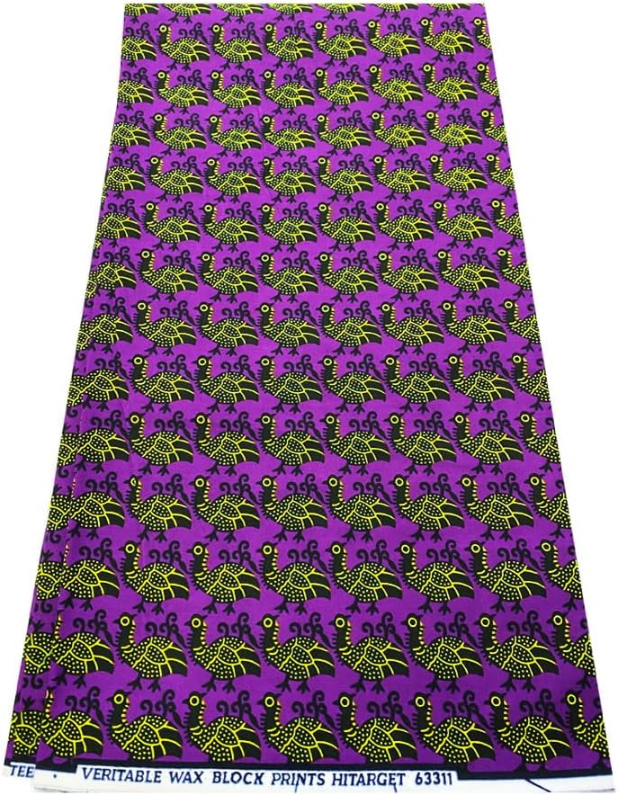 Exclusive Ankara Design- Peachick- Purple, Yellow, Black -African Wax Print Fabrics- Sell for 6 Yards- 100% Cotton
