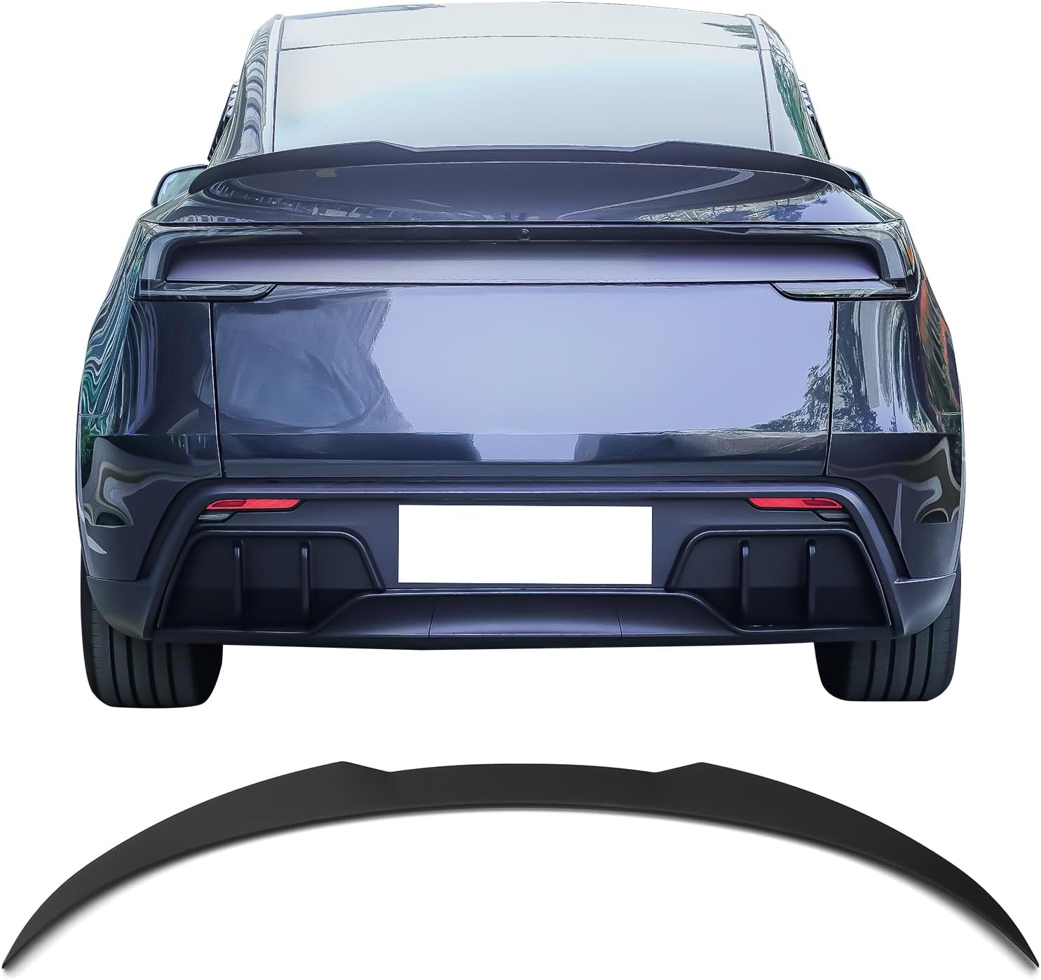 IKON MOTORSPORTS, Trunk Spoiler Compatible with 2025-2026 Tesla Model Y Juniper, IKON Style Matte Black ABS Plastic Rear Trunk Lid Spoiler Wing Lip