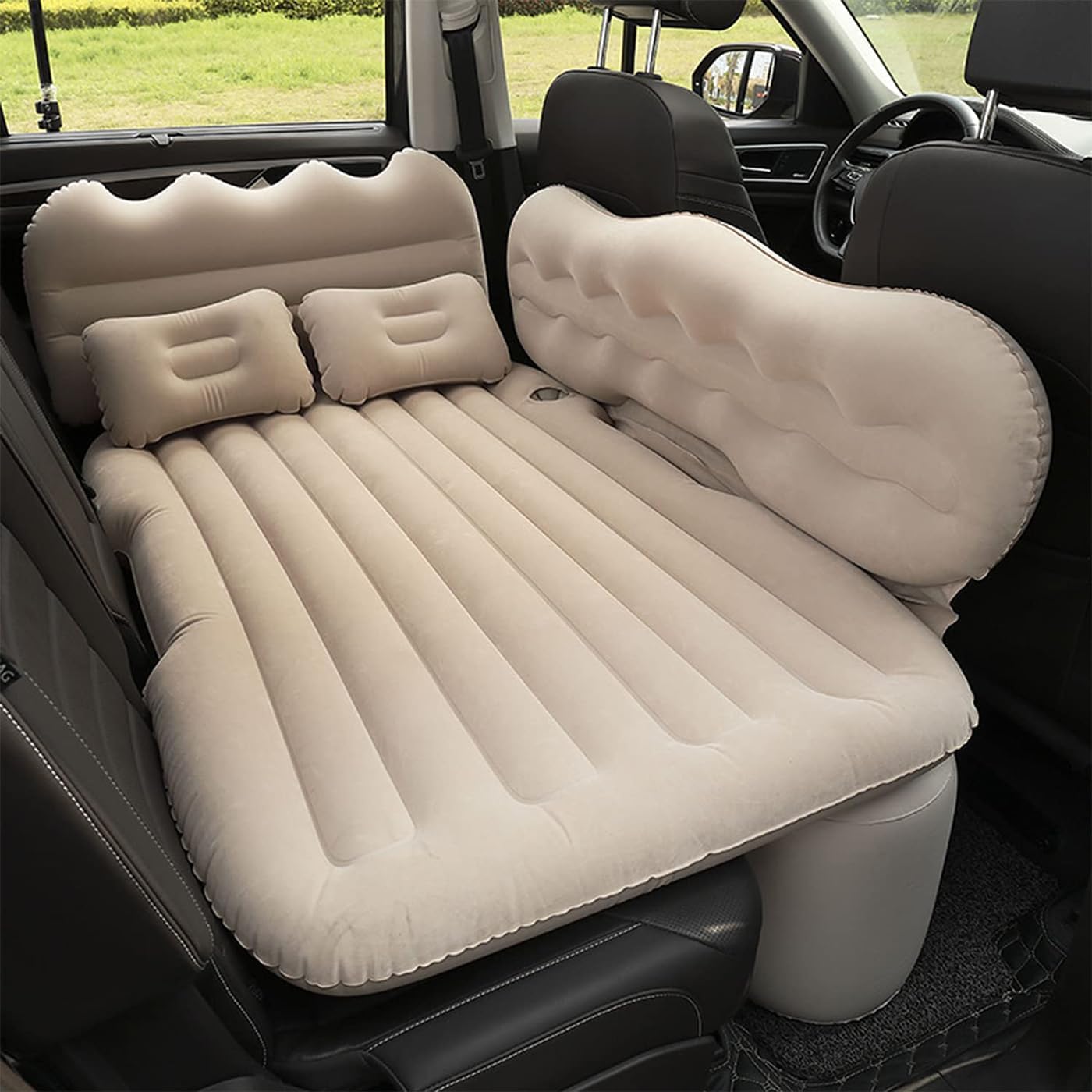 CWMAD Car Inflatable Mattress for Skoda Superb III, Blow Up Mattress Outdoor Travel Camping Sleeping Air Bed Car Mattress for Back of Cars,Beige