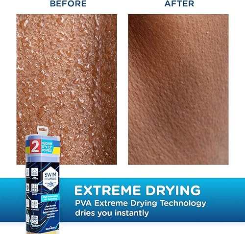 Miniatura 2 de Swim Shammy - Toalla de playa de secado rápido, toalla de gamuza súper absorbente, paño de gamuza sin arañazos, azulamarillo, 17 x 13 pulgadas