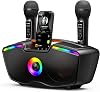 Bluetooth Karaoke Machine for Adults & Kids, 80W Portable Speaker with 2 Wireless Microphones, Echo Adjustment, Support USB/AUX/TF Card, for Outdoor/Indoor Gathering Gifts