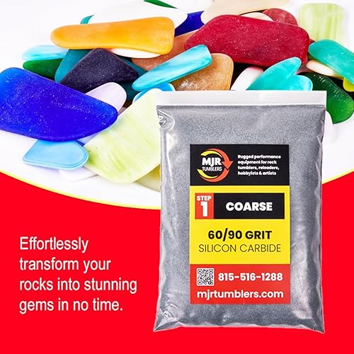 Miniatura 58 de 5 libras de grano de pulido de roca de carburo de silicio grueso MJR Tumblers Premium 60/90 para el paso/etapa 1, MJR Tumblers es una empresa