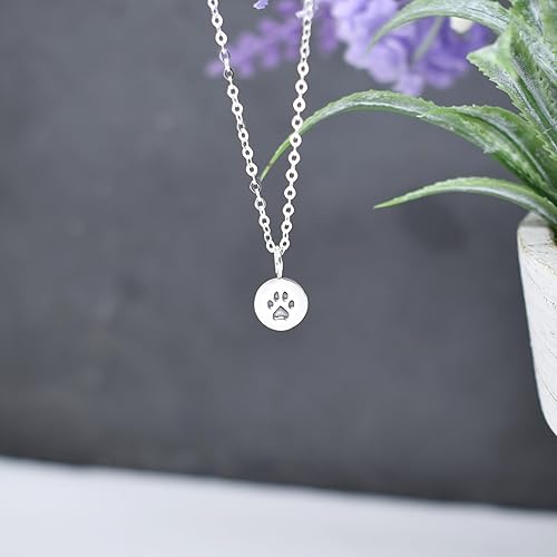 Miniatura 3 de MOM & THREE DAUGHTERS Collar de plata de ley con estampado de pata Cadena de cable de 18 Regalo conmemorativo de mascotas o amante de los perros