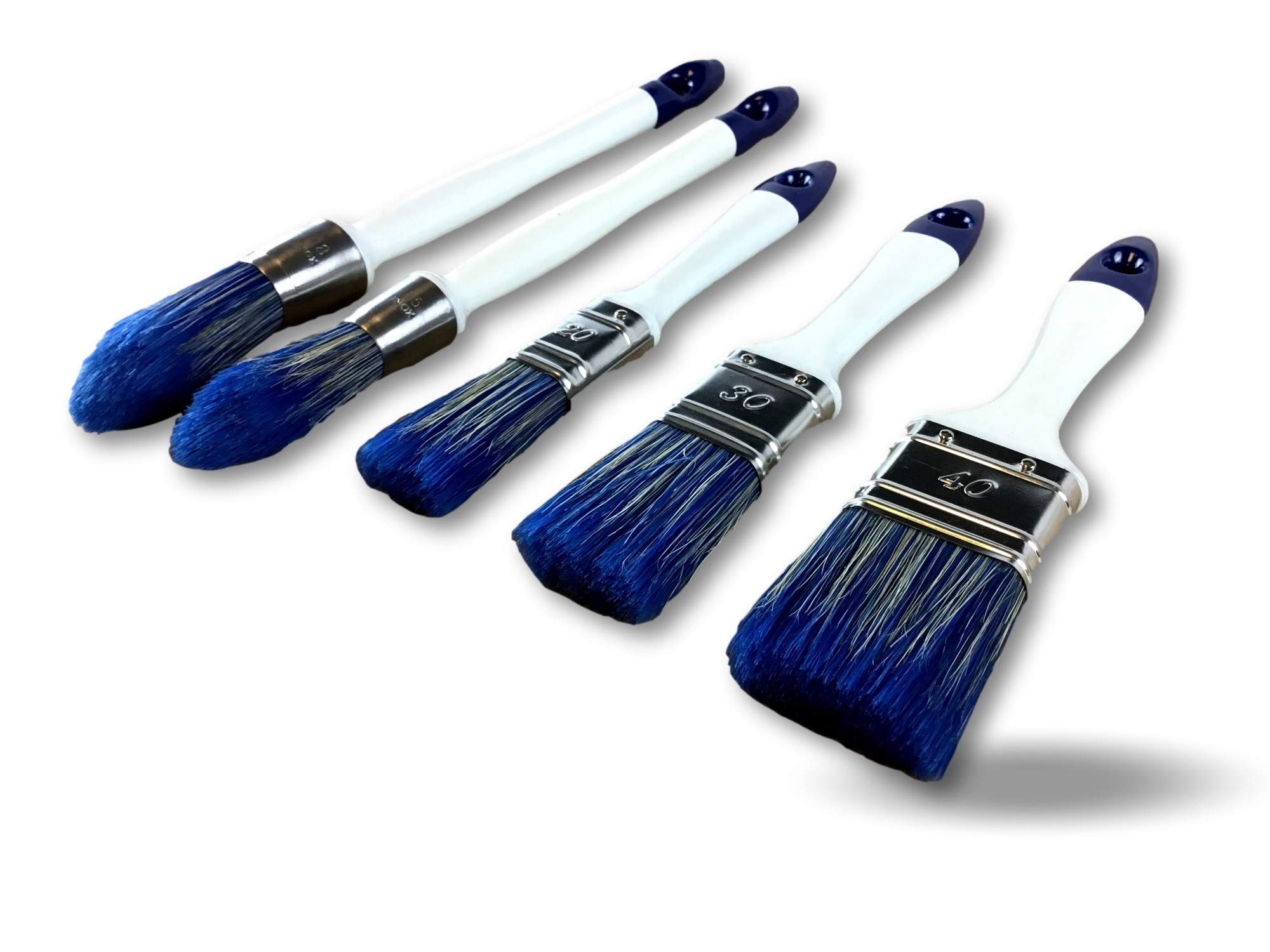 Kibros 5 pinceaux Acrylique Bicolores 3 Plats 20-30-40 mm + 2 rechampir