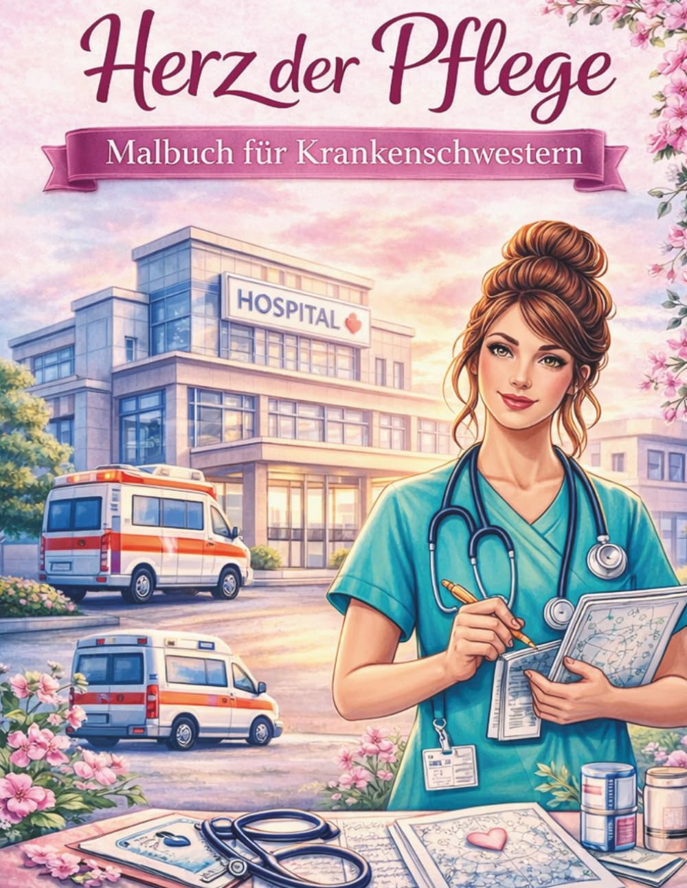 Herz der Pflege-Malbuch für Krankenschwestern: Entspannende Ausmalbilder aus dem Pflegealltag für kreative Pausen und Stressabbau