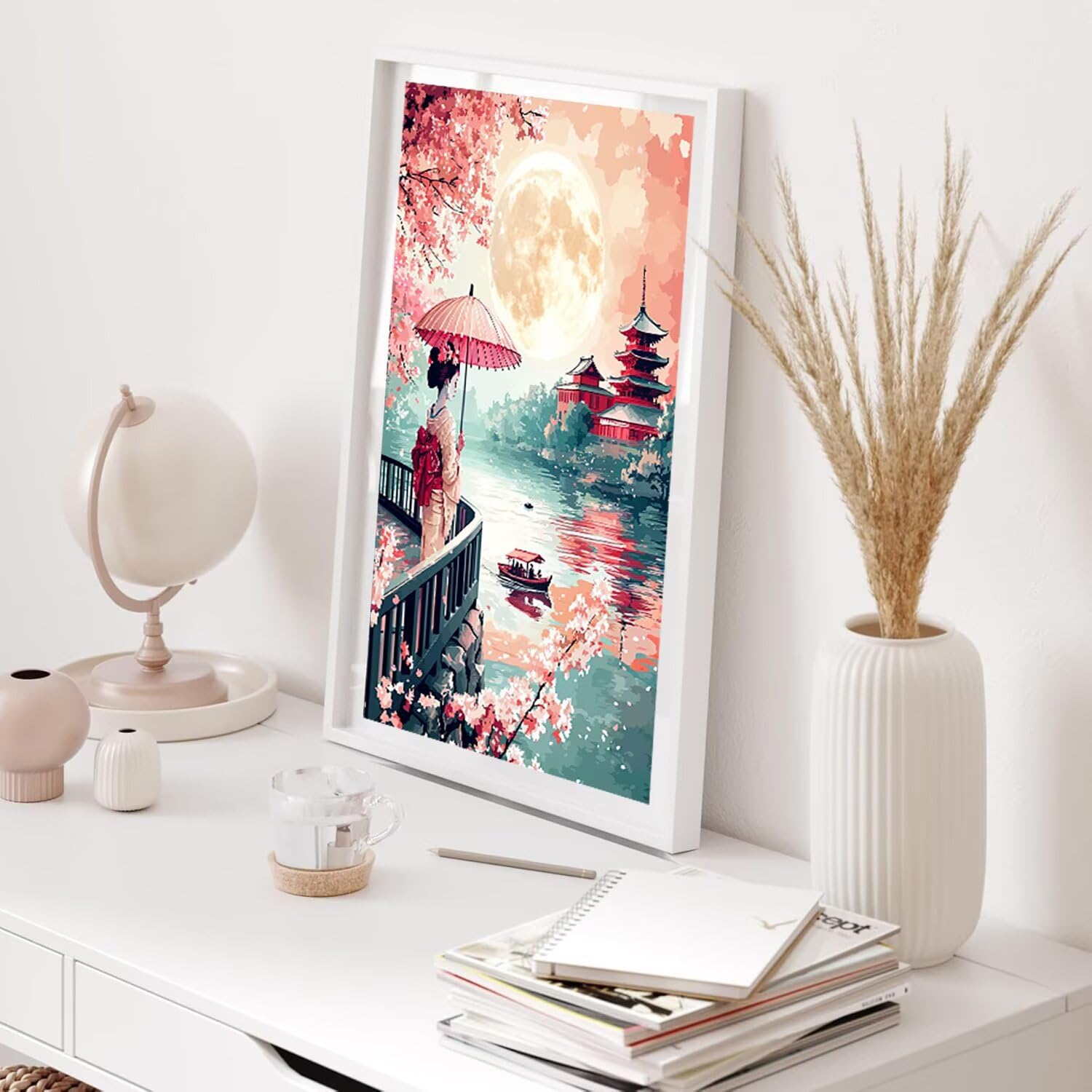 Hyupuanj Zestaw do malowania diamentowego gejszy dla dorosłych, 81 x 112 cm