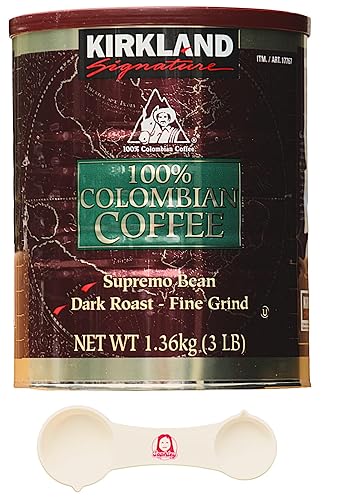 Miniatura 2 de Kirkland Signature - Paquete de café tostado oscuro 100% colombiano (3 libras) con cuchara medidora Sophley de bonificación, sabor rico y