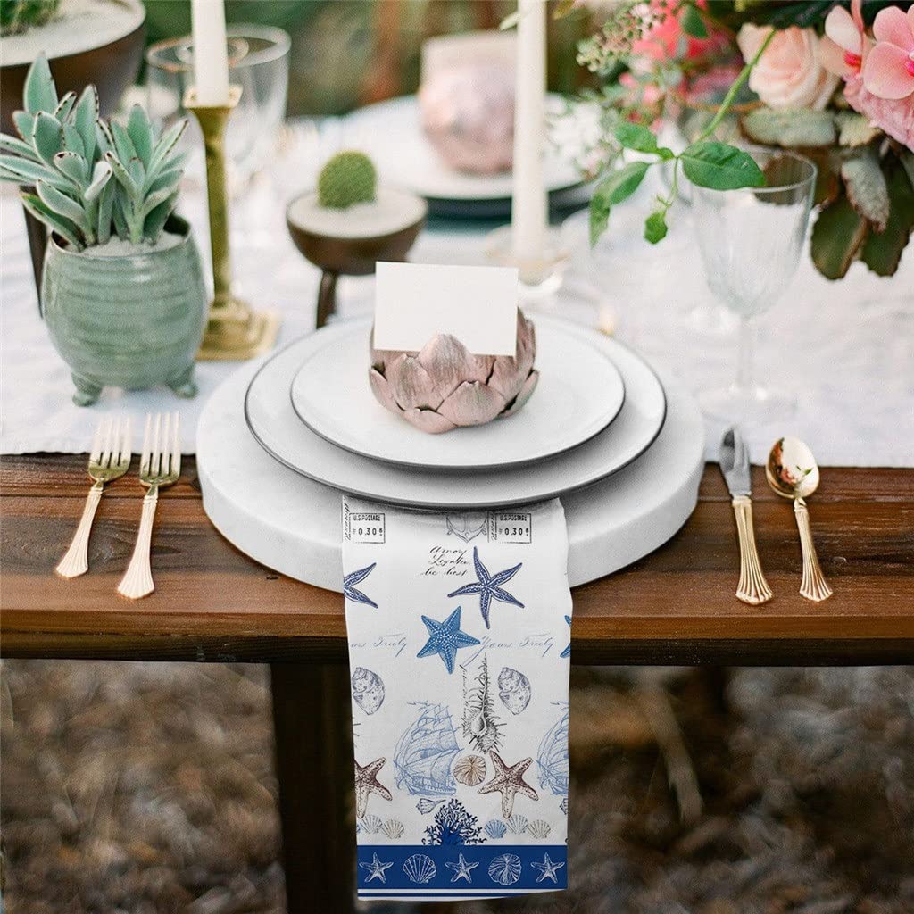Amazon｜パーティーナプキン、海洋サンゴ船貝殻ナプキン布セット結婚式 