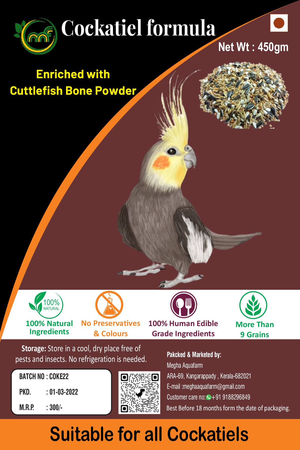 Bird Feed for Cockatiels 450 Grams/Bird Food Refill Pack for Cockatiels Enriched with Cuttlefish Bone Grit (B09NRG2M77) Amazon Price History, Amazon Price Tracker