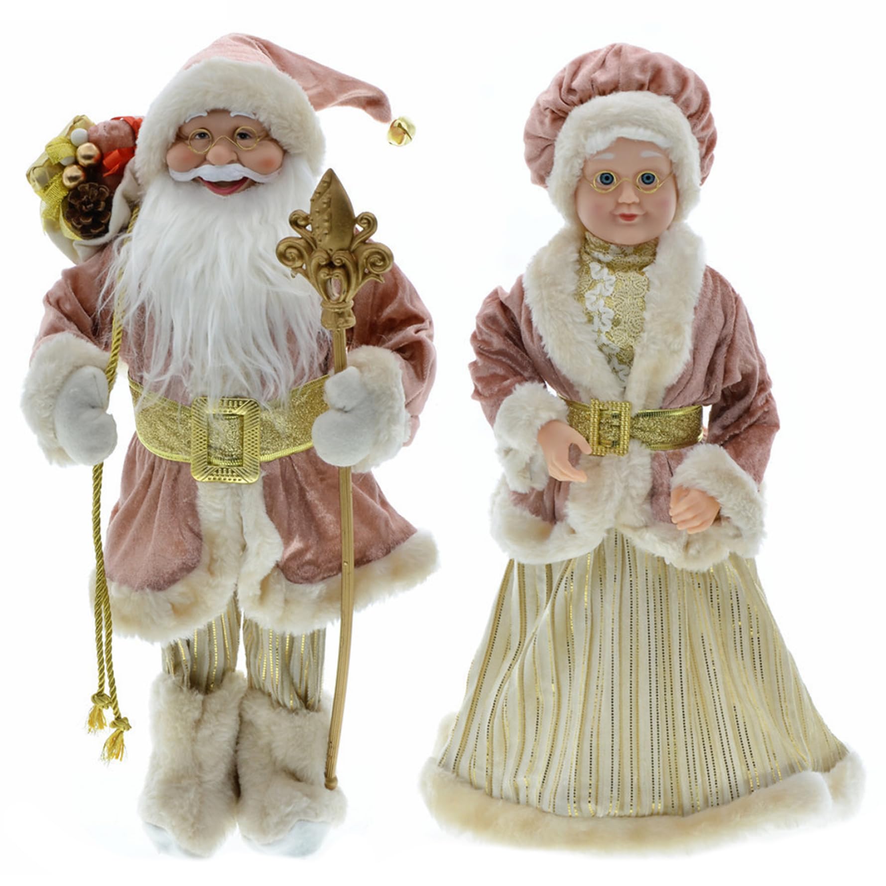 Weihnachtsmannfiguren, 2 Stück, 45,6 cm, realistische, nette Weihnachtsmann- und Weihnachtsfrau-Figuren, süße Weihnachtsmann-Puppe, Ornament für Fenstertisch, Weihnachtsdekoration, Geschenk, Weihnacht