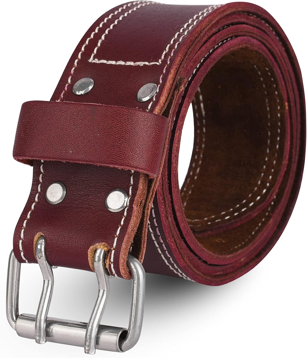 Leather Tool belt | Premium Quality Belt Grain Leather Non-Padded Work Belt (MAROON) - - 