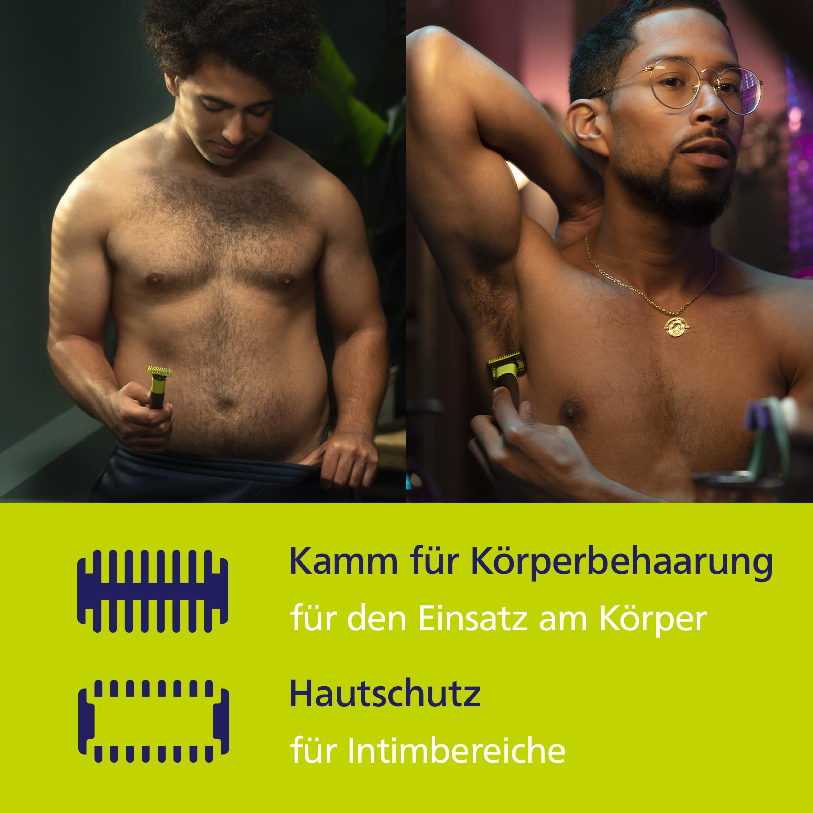 PHILIPS OneBlade 360 Face & Body mit App-Anbindung - elektrischer Rasierer, Trimmer & Bodygroomer, 2x 360 Klingen, verstellbarer Trimmaufsatz, 2x Körperaufsätze, für Gesicht & Körper (QP4631/30)