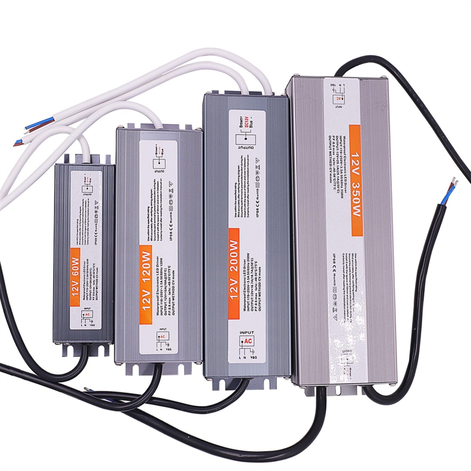 Alimentatore AC DC 12V 24V 12 24V Volt IP67 IP68 Outdoor Impermeabile 24V Driver 220V a 12V 10W 60W 100W 200W 500W (300W, DC12V)