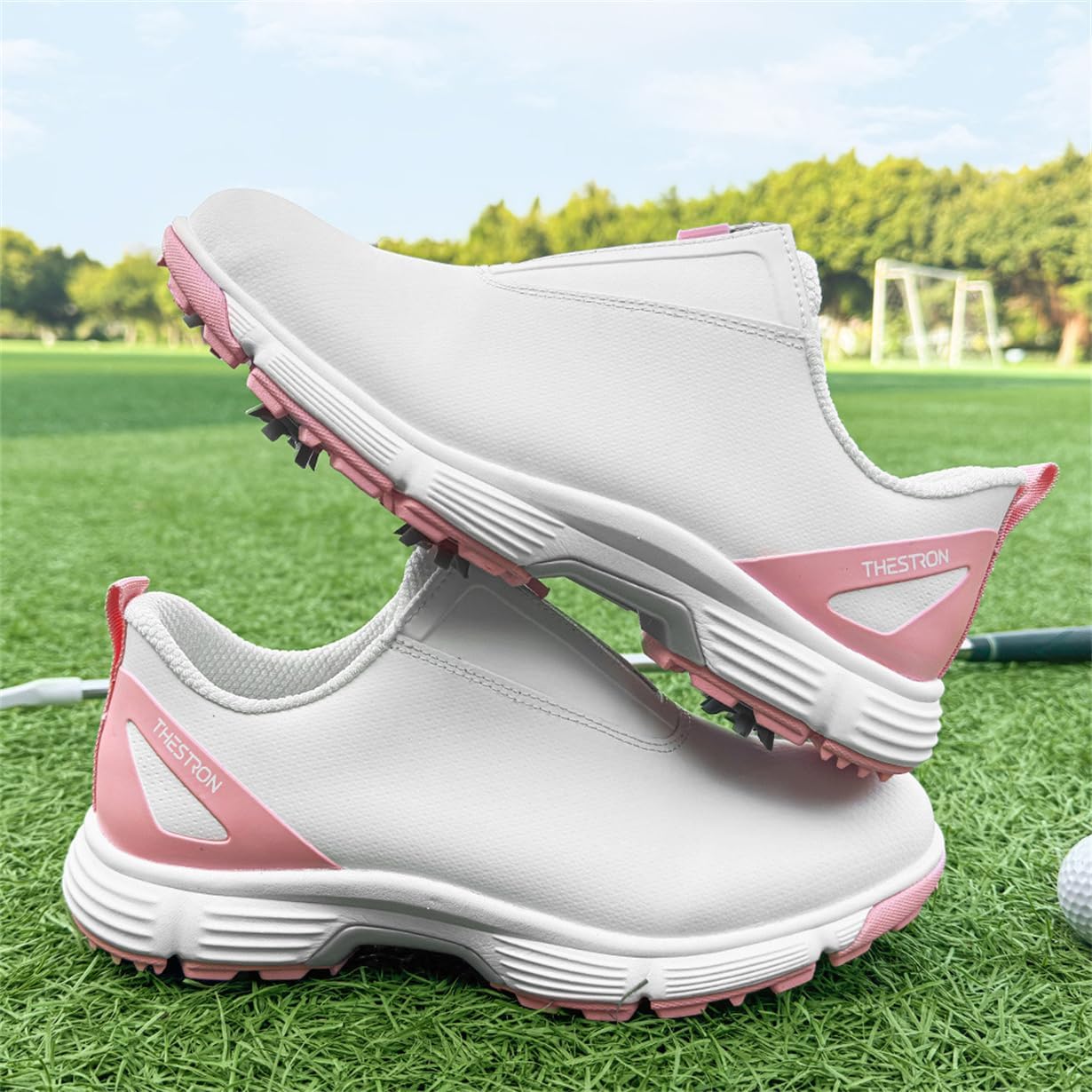 Womens Golf Shoes Non Slip Zipper Closure Golfers Sneakers Waterproof Lightweight Spiked Gym Footwear