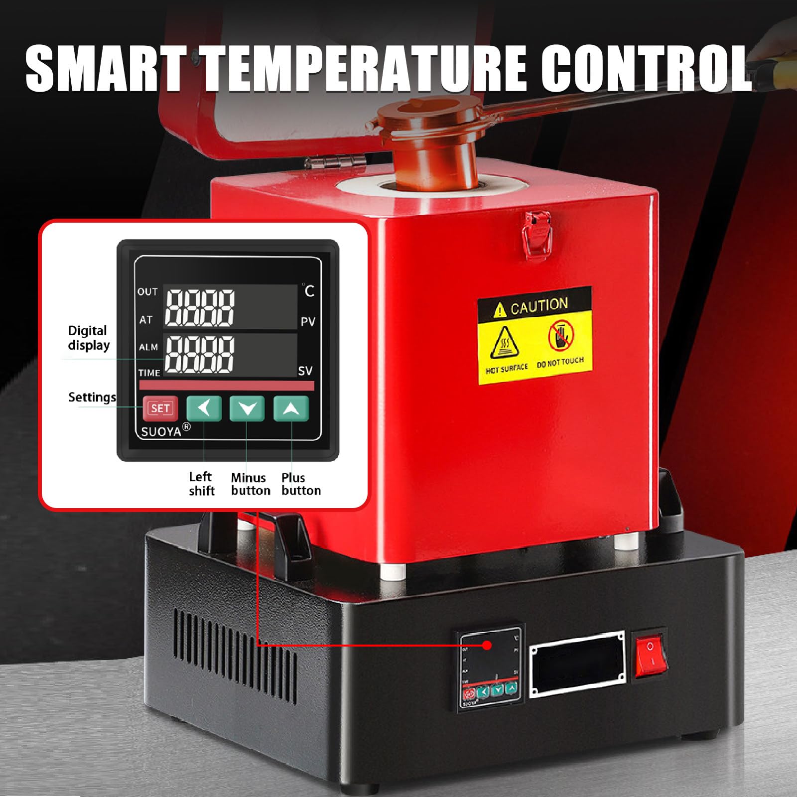 Equipo Eléctrico Mejorado para La Fundición De Oro, con 1, 2 Y 3 Kg, Guantes Resistentes Al Calor, Pinzas para Crisol, Control Digital De Temperatura De 1200 °C 1kg