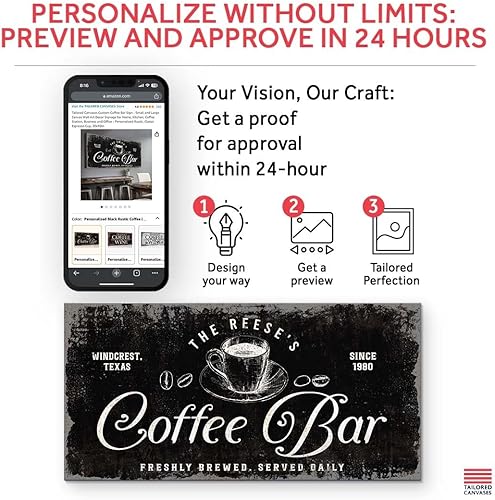 Miniatura 4 de Tailored Canvases Letrero personalizado para barra de café, lienzo pequeño y grande, decoración de pared para el hogar, cocina, estación de café,