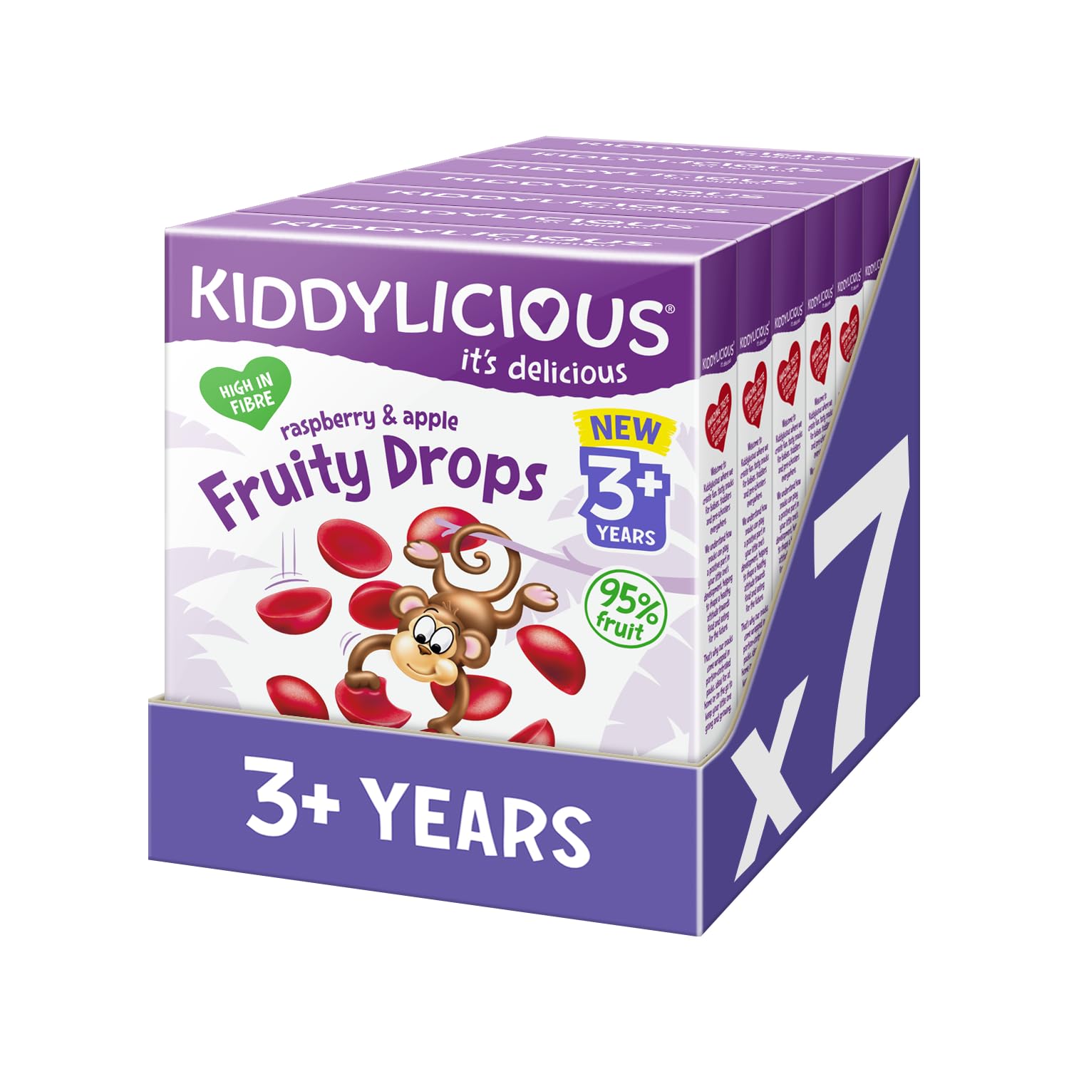 Fruity Drops - Raspberry & Apple - Delicious Snacks for Kids - Suitable for 3+ Years - 7 Packs of 4 (28 Total)