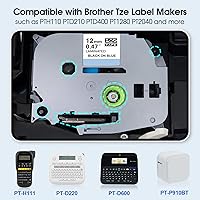 Vista 43 de BOYEEZON Paquete de 2 cintas para etiquetadoras TZe-131 de 0.472 in 0.47 laminadas transparentes, compatibles con Brother P Touch TZe-131 Negro