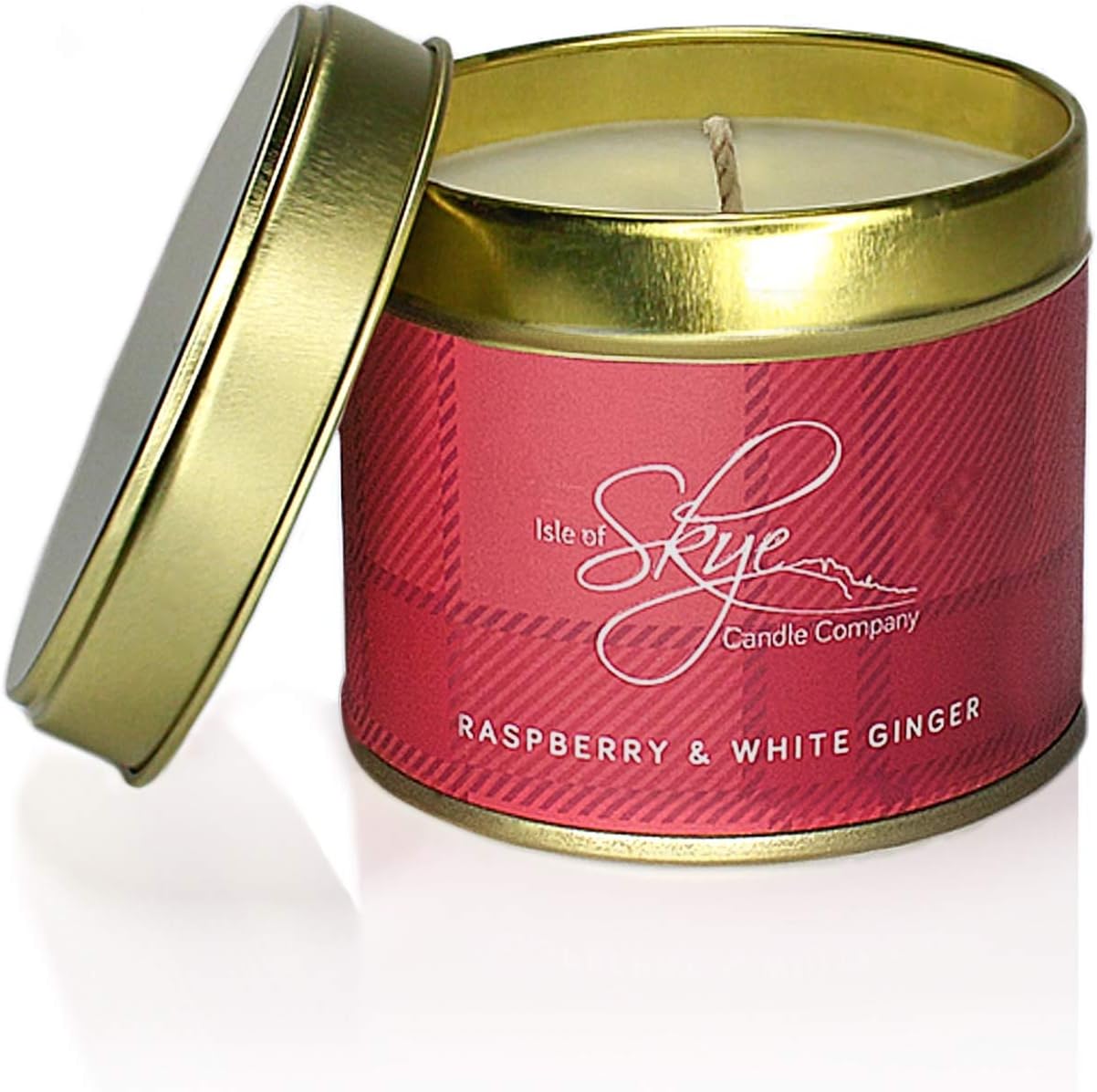 Isle of Skye Candle Company Raspberry and White Ginger Scented Tin