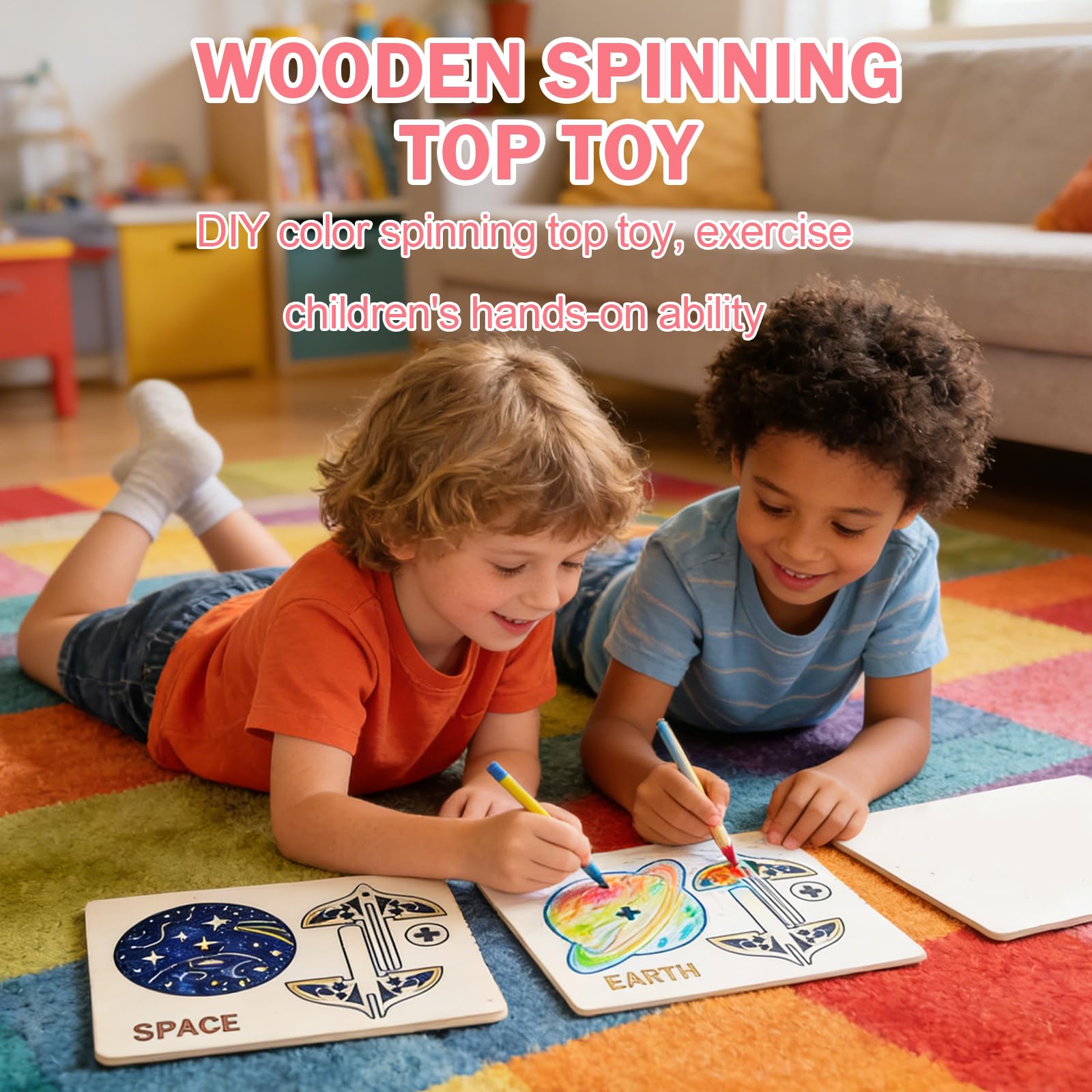 Toupie Enfant Kit 12 Toupies En Bois à Peindre - Gyroscope Planétaire