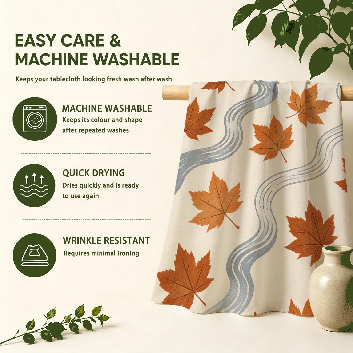 Tovaglia Antimacchia Rettangolare 350x150 cm Foglie D’Acero Autunnali