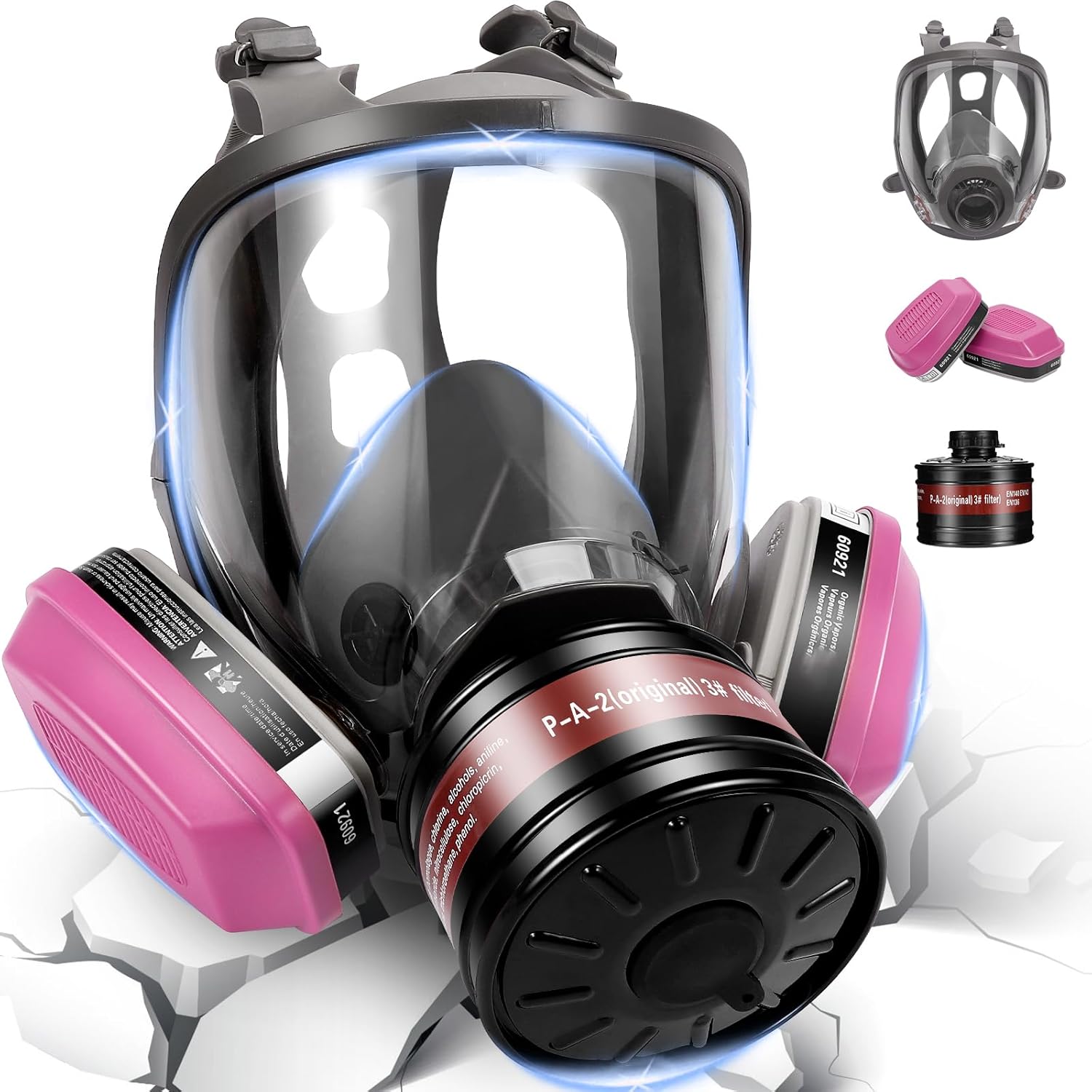 Full Face Respirator Mask, Gas Masks Survival Nuclear and Chemical, Gas Respirator with Activated Carbon Filters