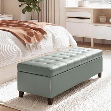 Joveco 51 Inch Storage Bench,Leather Tufted Storage Ottoman with Legs