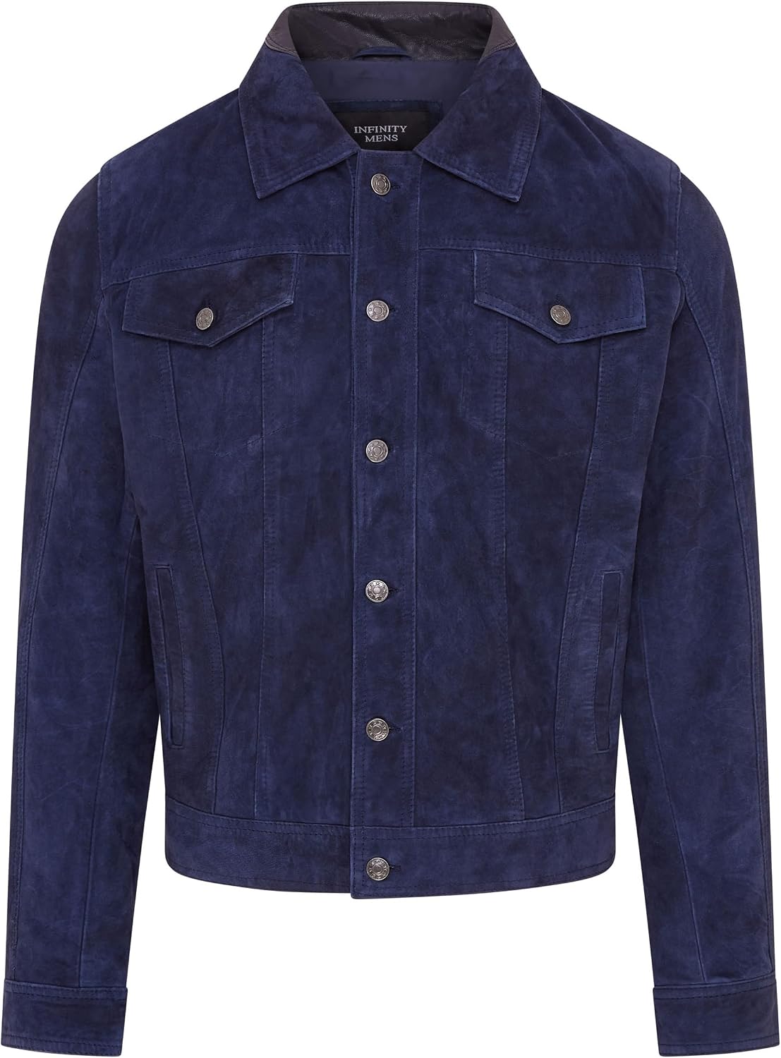 Mens Goat Suede Jeans Jacket Trucker Casual Denim Leather Shirt