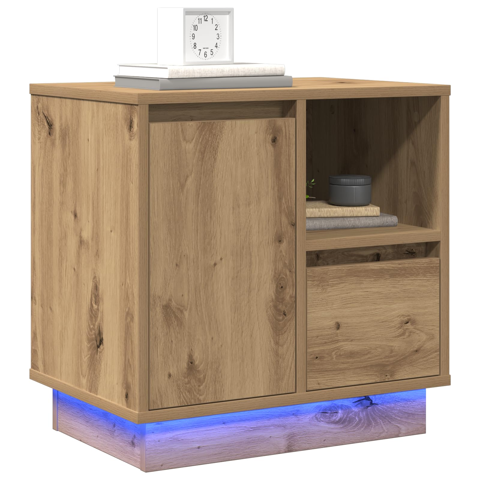 Artisan Eichenholz Nachttisch Set mit Stauraum für Schlafzimmer – Handgefertigte Eichenoberfläche, Stabiles Design, Einfacher Aufbau, Vielseitige Aufbewahrung für Bücher