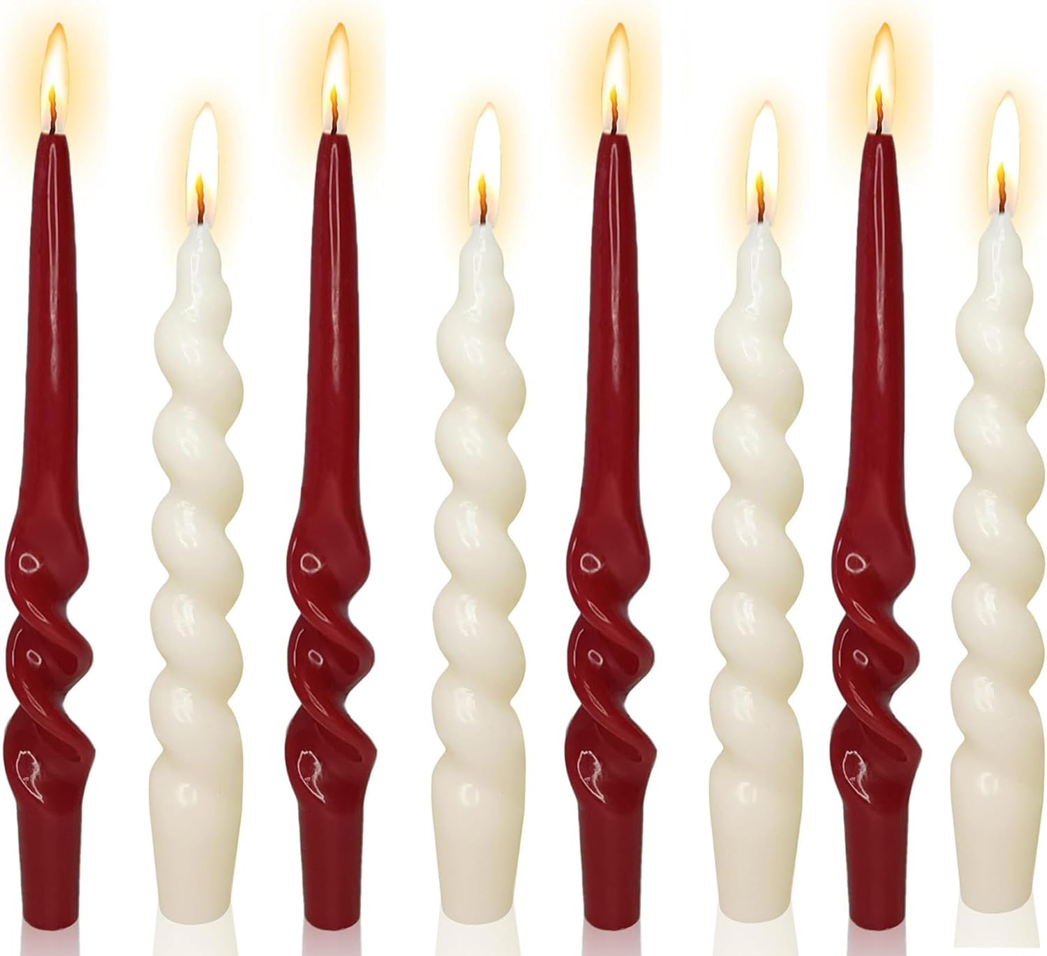 8pcs Christmas red Candles and White Taper Candle Red Candlesticks for Christmas Gifts