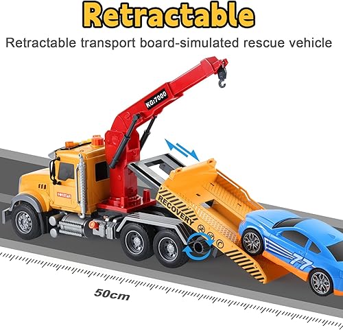 Miniatura 3 de SASBSC Camión de remolque de juguete para niños de 3, 4, 5, 6, 7 años, camiones de juguete de construcción grandes para niños de 3 a 7 años, grúa