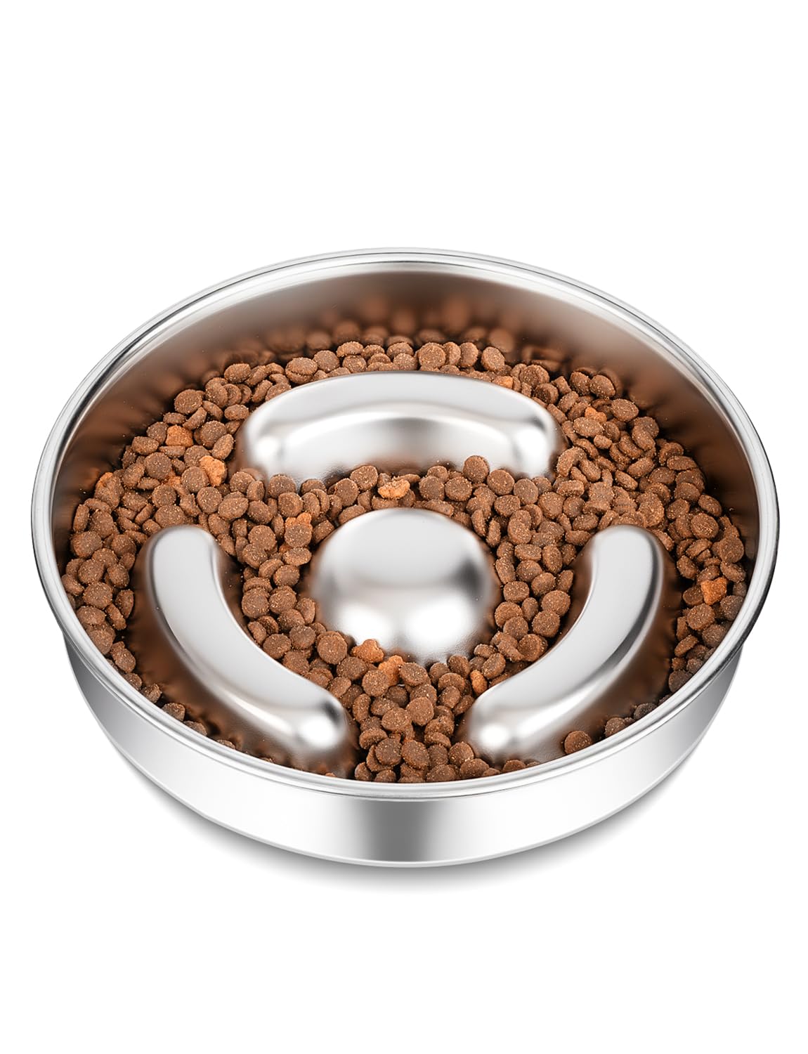 Slow Feeder Dog Bowl Stainless Steel，8-inch Diameter Dog Slow Feeder Bowl，Heavy Duty with Non-Slip Rubber Base，2Cups Capacity for Medium & Large Dog.Thick and Heavy Edition