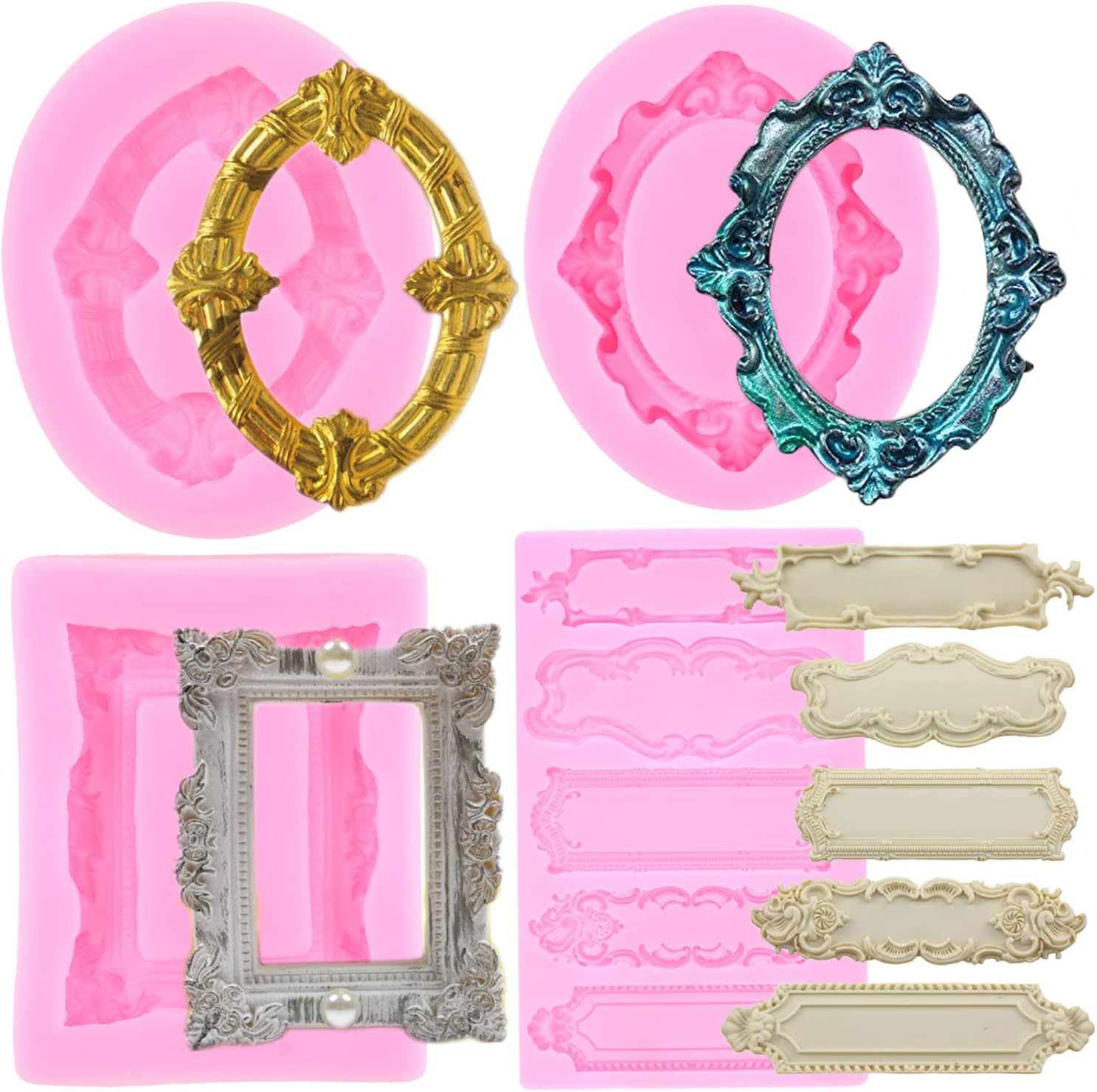 MYPRACS Photo Frame Silicone Mold Baroque Style Picture