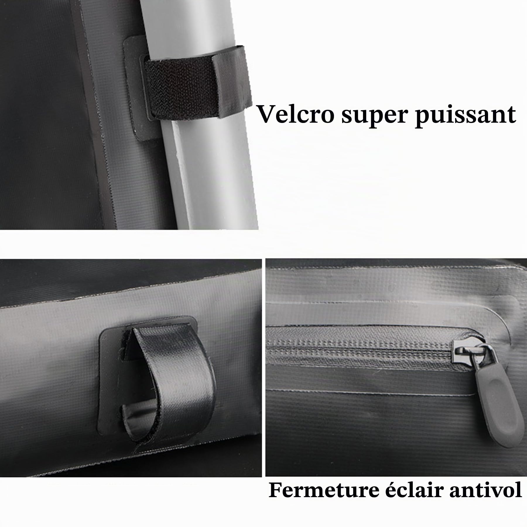 Sac triangulaire pour vélo en PVC étanche sous le tube supérieur pour selle de vélo, sac de selle pour VTT, pochette de rangement grande capacité de 8 l pour accessoires de sport, clés